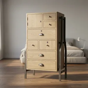 Industrial <b>Storage</b> Cabinet <b>Metal</b> Frame Wood Multi <b>Drawer</b> Chest for Bedroom Living Room - Product Image 5