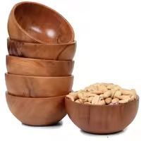 ชามสลัดไม้ขนาดใหญ่ ชามเสิร์ฟไม้ทำมือลายปะติด ชามผลไม้รักษ์โลก ภาชนะครัว ภาชนะบนโต๊ะอาหาร - Product Image 2