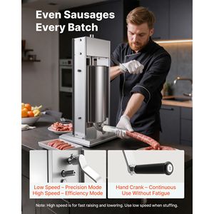 Insaccatrice Manuale Professionale per Salsicce 33 LBS/15 L, Insaccatrice Verticale a Doppia Velocità in Acciaio Inossidabile per Carne e Salsicce - Product Image 2