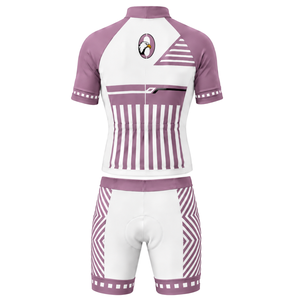 Ensemble maillot et short de cyclisme blanc et mauve, manches courtes, fermeture éclair intégrale, respirant, rembourré, uniforme de course cycliste, entraînement d'équipe, performance - Product Image 2