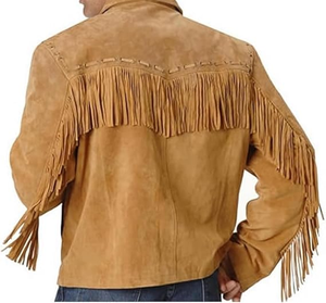 Chaqueta de Cuero con Flecos Estilo Vaquero para Hombre, con Patrón Étnico, Logotipo Personalizado, Talla Personalizada, Fabricante Mayorista - Product Image 4