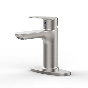 Single-Handle <b>Brushed</b> Nickel Basin Faucet for Bathroom Laundry 1-3 Holes 9/16\" Hoses Single Handle Vanity Sink Faucet with <b>Deck</b> - Product Image 1