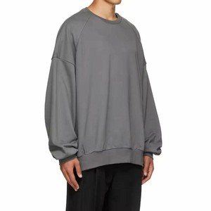 Sweat-shirt surdimensionné pour homme, manches raglan personnalisées, gris uni, 100% coton, molleton français, pull-over, vêtements d'automne, logo personnalisé OEM ODM - Product Image 2