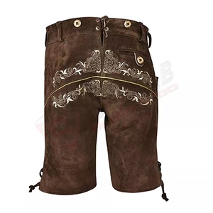 Respirant bavarois Ladies Lederhosen-Shorts en cuir de chèvre en daim-costumes pantalons courts - Product Image 2