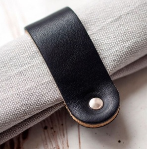 Modern Minimal Leather Napkin Ring Reusable Eco-Friendly Metal Button Premium Dining <b>Table</b> Decor for Restaurant Hotel Wedding - Product Image 4