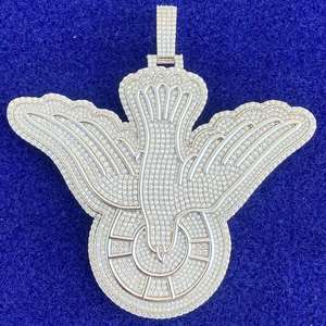 <b>Mens</b> 925 <b>Silver</b> Moissanite Flying Eagle Pendant Iced Out Bird Charm Luxury Statement Jewellery Gift <b>For</b> <b>Men</b> - Product Image 3