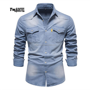 T-shirts en jean pour hommes vêtements en gros t-shirt uni en coton épais logo personnalisé t-shirt vintage graphique surdimensionné - Product Image 1