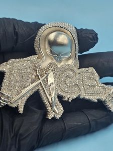 Colgante de Plata de Ley 925 con Baño de Rodio y Moissanita, Diseño de Esqueleto Helado, Engaste de Garra, Estilo Hip Hop, Amuleto para Hombre, Dvars Diamond - Product Image 5