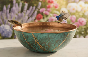 Nouveau Bol à Bain d'Oiseaux en Cuivre Martelé Élégant avec Piquet Métallique, Ornement de Jardin Résistant aux Intempéries pour Décoration Extérieure de Jardin - Product Image 6