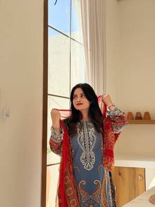 Ensemble imprimé ethnique Plazzo et Dupatta pour femme, prêt-à-porter, séchage rapide, style indien pakistanais, idéal pour les occasions décontractées et Diwali - Product Image 3