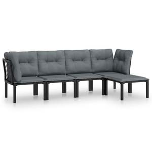 Black And Dark <b>Grey</b> Garden Lounge Set 6 Seater Metal <b>Frame</b> Outdoor Furniture Contemporary Design - Product Image 2
