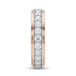 Eternity Band <b>Ring</b> 925 Silver Plated 18K <b>Gold</b> Plated Rhodium Plated Rose <b>Gold</b> Plated Moissanite Round Pave <b>Set</b> - Product Image 3