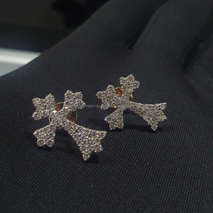 Korean Style Crystal Cross <b>Stud</b> Lab Grown Earrings Elegant Fashion Jewelry For Women Daily And Party Wear - Product Image 2