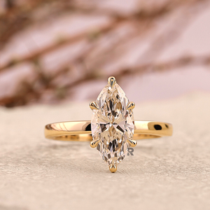 Anillo de compromiso con diamante solitario marquesa cultivado en laboratorio CVD/HPHT de 1ct, 2ct, 5ct, en oro de 10K, 14K, 18K o platino PT950, joyería fina para mujer. - Product Image 1