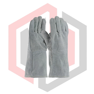 Leather Welding Gloves Gray Cotton Lining Full Safety Gloves Breathable Tear-Resistant Anti-static Silicone-free Heat-Insulating - Product Image 1