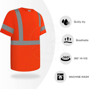 Ropa de Trabajo de Seguridad, Camisa Reflectante de Alta Visibilidad, Ropa de Trabajo de Poliéster/Algodón, Camisa Reflectante Impermeable de Manga Corta - Product Image 3