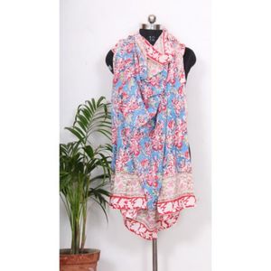 Pareo de Playa de Lujo Hecho a Mano en India para Mujer, Estampado a Bloque, Elegante Bufanda/Lenço Largo Liso de Algodón Puro Tejido para la Temporada de Verano - Product Image 6
