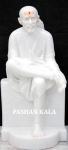 Carved White Marble Sai Baba Idols Handmade With Smooth And Glossy Surface For Office Decor In Best Reasonable Price For Buyer - Product Image 2