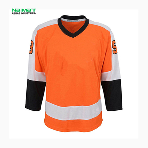 Unbranded Winter Sportswear Bulk Supplier <b>Orange</b> Ice Hockey Team Uniform Heavy Polyester Stitch Apparel Factory - Product Image 1