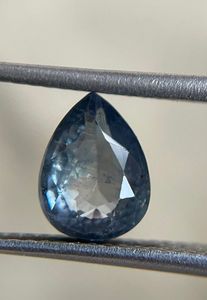 Zafiro azul natural de 6x8 mm, corte pera, zafiro de las minas de Ceilán. Zafiro suelto, tratado térmicamente. - Product Image 2