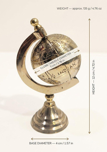 Golden Engraved Brass World Globe <b>Desk</b> Decor Vintage Tabletop Map <b>Ornament</b> Luxury Office Study Room Display Travel Inspired - Product Image 3