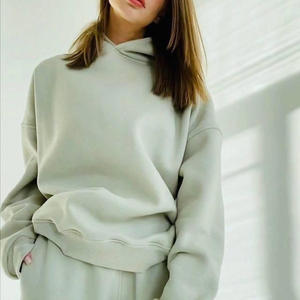 Ensemble de survêtement d'hiver pour femme – Coton molletonné uni, streetwear, sweat à capuche et pantalon de jogging, doux, confortable, décontracté, avec patchs - Product Image 3