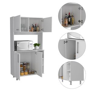 Armadio dispensa Bayshore bianco a 3 ripiani per l'organizzazione della cucina - Product Image 3