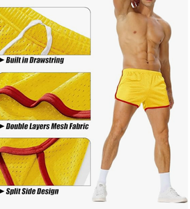 Pantalones Cortos Deportivos Casuales para Hombre, de Malla de Color Sólido con Franja Lateral, Cintura Elástica, Secado Rápido, Ideales para Gimnasio, Correr y Uso Diario - Product Image 3