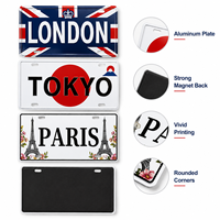 Aimant de réfrigérateur personnalisé en aluminium pour plaque d'immatriculation, aimant souvenir touristique en métal, vente en gros pour décoration de boutique de cadeaux