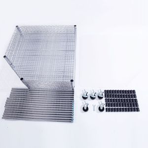Mensola angolare poligonale cromata con ruote in PP da 2 pollici 680x680x1800mm Argento - Product Image 3