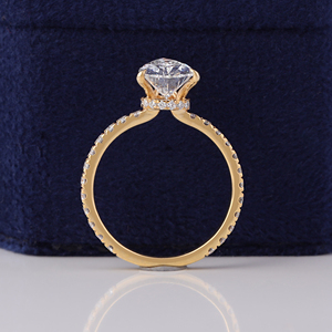 Bague de fiançailles en or 14 carats certifiée IGI, en forme de poire, 2 carats, avec halo caché et sertissage pavé, idéale pour les occasions festives - Product Image 5