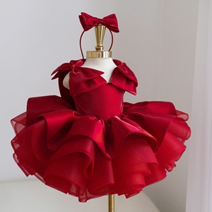 29 Wholesale Girls’ <b>Light</b> Blue Flower Girl Dress with Large Side Bows, Multi Layer Fluffy Skirt for Party and Special Events - Product Image 1