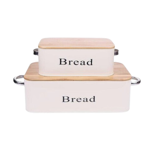 Boîte à pain avec couvercle en bois, boîte de rangement galvanisée pour pains frais, contenants à pain, rangement alimentaire - Product Image 1