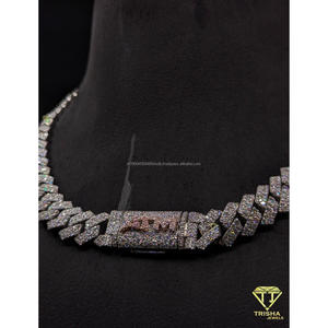 Modern Lab Grown Diamond Cuban <b>Necklace</b> for Men Luxury <b>Statement</b> Hip Hop Chain with Brilliant Sparkle By Trisha Jewels - Product Image 6