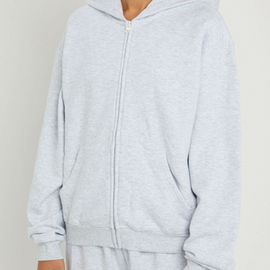 <b>Women's</b> <b>Light</b> Gray Fleece Waterproof Zip Hoodie Terry Sweatshirt Breathable Front Hooded <b>Jacket</b> for Autumn Winter - Product Image 2
