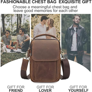 <b>Men</b>’s Genuine Leather Messenger <b>Bag</b>, Small Crossbody Shoulder <b>Bag</b>, Compact Casual Purse for Business <b>Travel</b> and Everyday Use - Product Image 3