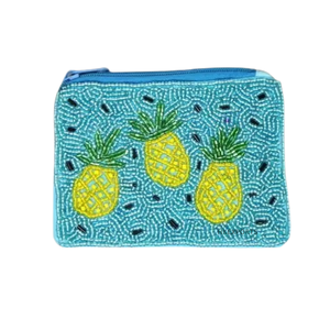 Handmade Beaded Summer Flamingo Pouch Clutch Bag Zipper Closure Custom Summer Theme Evening Purse Large Capacity - Product Image 1