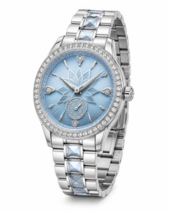 Reloj de Lujo para Mujer, Analógico, con Diamantes, Correa de Acero Inoxidable, Esfera Azul, Caja Redonda, Movimiento de Cuarzo - Product Image 4