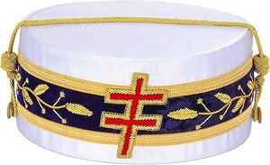 Casquette de Rite Écossais du 33e Degré - Broderie à la main, bande violette bordée d'or, type de tissu : Soie - Product Image 6