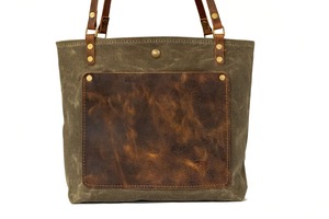 Leather <b>Canvas</b> <b>Tote</b> Bag Waterproof Open Closure Embroidery Large Capacity Travel & Shopping Shoulder Handbag LCTB-0050 - Product Image 2