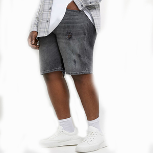 Shorts en jean décontractés pour hommes, teinture color block personnalisée, été, 100% coton, multi-poches, coupe ajustée, écologiques, respirants - Product Image 2