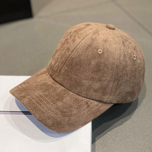 Unisex Suede Baseball <b>Cap</b> 6-Panel Adjustable Fitted Solid Color Casual Hat Four Seasons Wearable Adult Size - Product Image 5