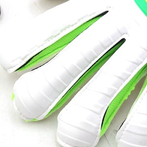 Premium Quality Custom Design White German Embossed Latex Soccer Goalkeeper Gloves with Elastic Strap Negative Cut - Product Image 2