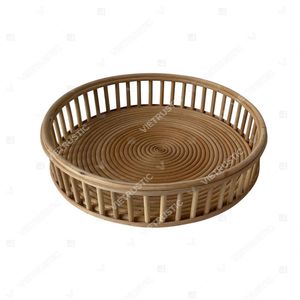 Juego de bandejas de servir HALO TONE de bambú y ratán ecológico, de un solo nivel, para vajilla, despensa, decoración de cocina, soporte para cubiertos - Product Image 3