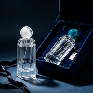 OEM Luxury Cosmetic <strong>Packaging</strong> 100ml Premium Empty Artistic Glass Perfume Bottle with Sphere Lid for Women <strong>Pefume</strong> - Product Image 2