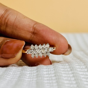 Bague de fiançailles pour femme en or massif 14 carats avec diamant naturel taille brillant couleur H blanc, style classique de luxe pour usage quotidien - Product Image 2