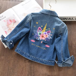Abrigos de Mezclilla para Niñas Pequeñas, Chaqueta de Mezclilla para Niños con Estampado - Product Image 4