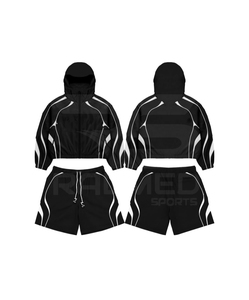 Wholesale Blue Hooded Tracksuit Set Full Sleeve Zipper Jogger Loose Fit Breathable 100% Nylon Summer Wear Tracksuit For Unisex - Product Image 2