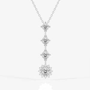 Deslumbrante Colgante de Diamantes Cultivados en Laboratorio con Halo Vertical de Múltiples Piedras en Oro Amarillo de 14k, Joyería Fina para Mujer - Product Image 2