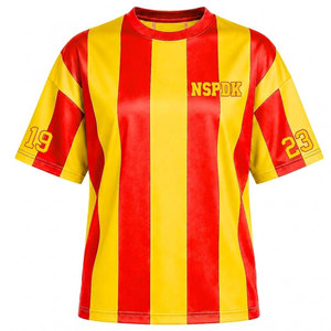 T-shirt rayé NSPDK Sorority rouge et jaune à manches courtes avec lettres grecques 1923, t-shirt décontracté respirant pour femme, coupe classique - Product Image 4